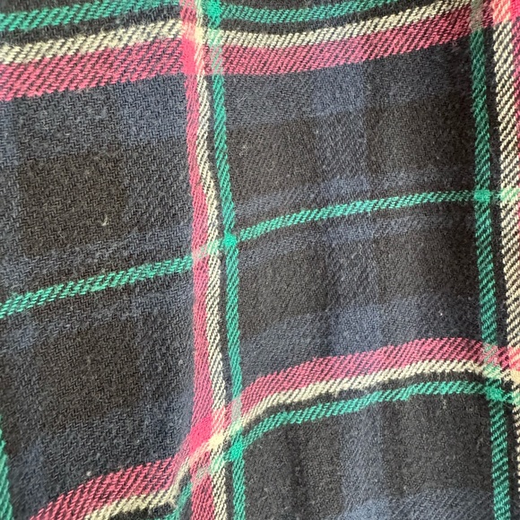 aerie Plaid Off-Duty Flannel Trouser PJs Pajama Pants EUC Navy Blue Pink… - Picture 4 of 6